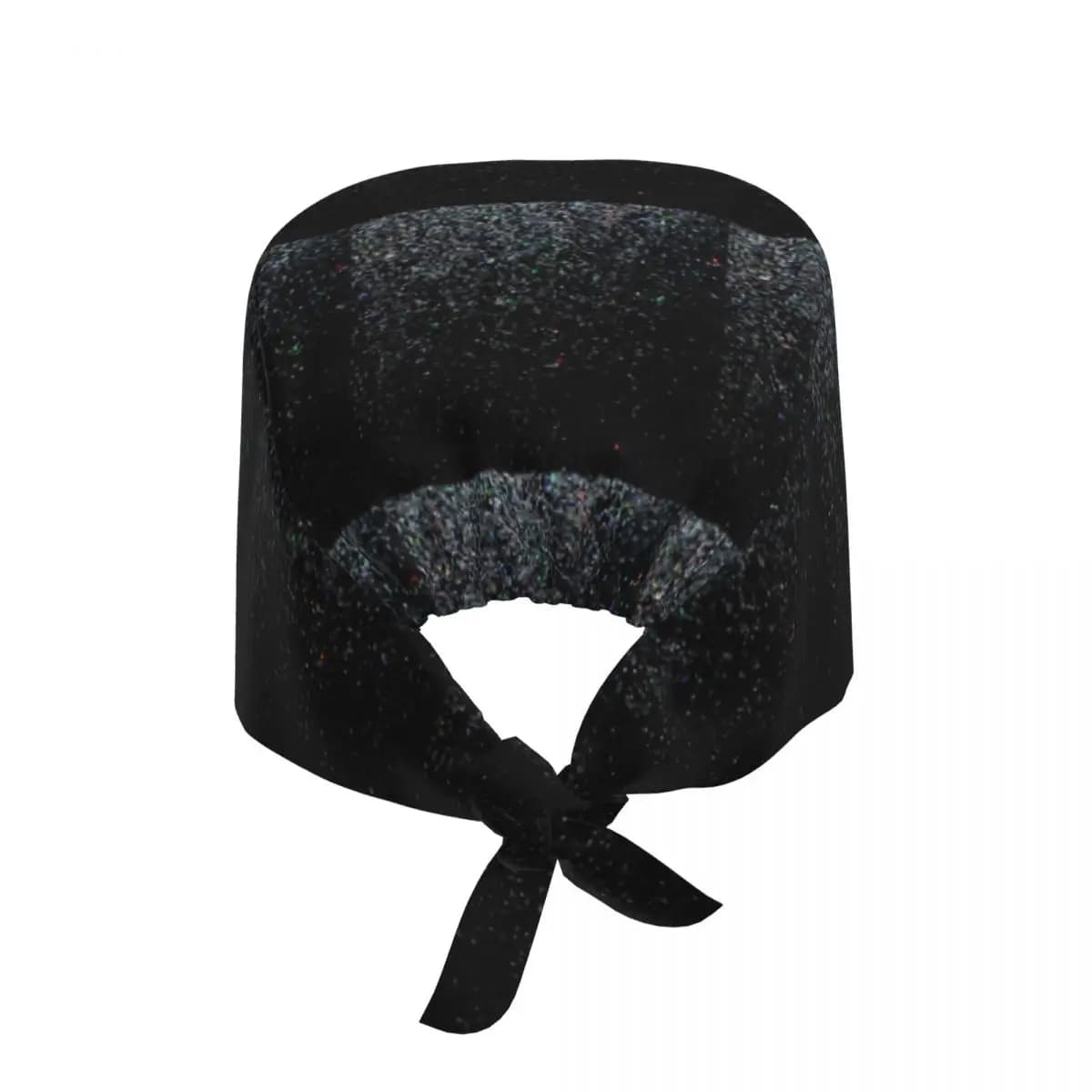 Cappello Chirurgico Nero con Glitter Argentati, Berretto da Lavoro per Medici, Cappello Regolabile per Infermieri e Dentisti, Unisex