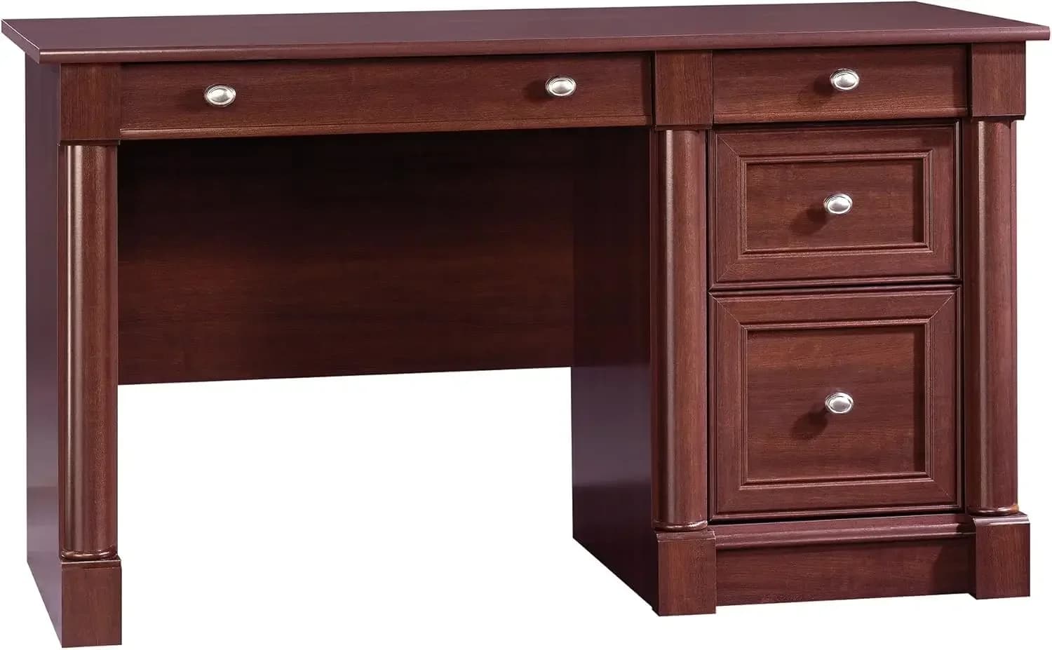 Scrivania per computer Palladia con cassetti, scrivania per ufficio domestico con cassetto portaoggetti, gestione cavi, vassoio per tastiera, colore Sele