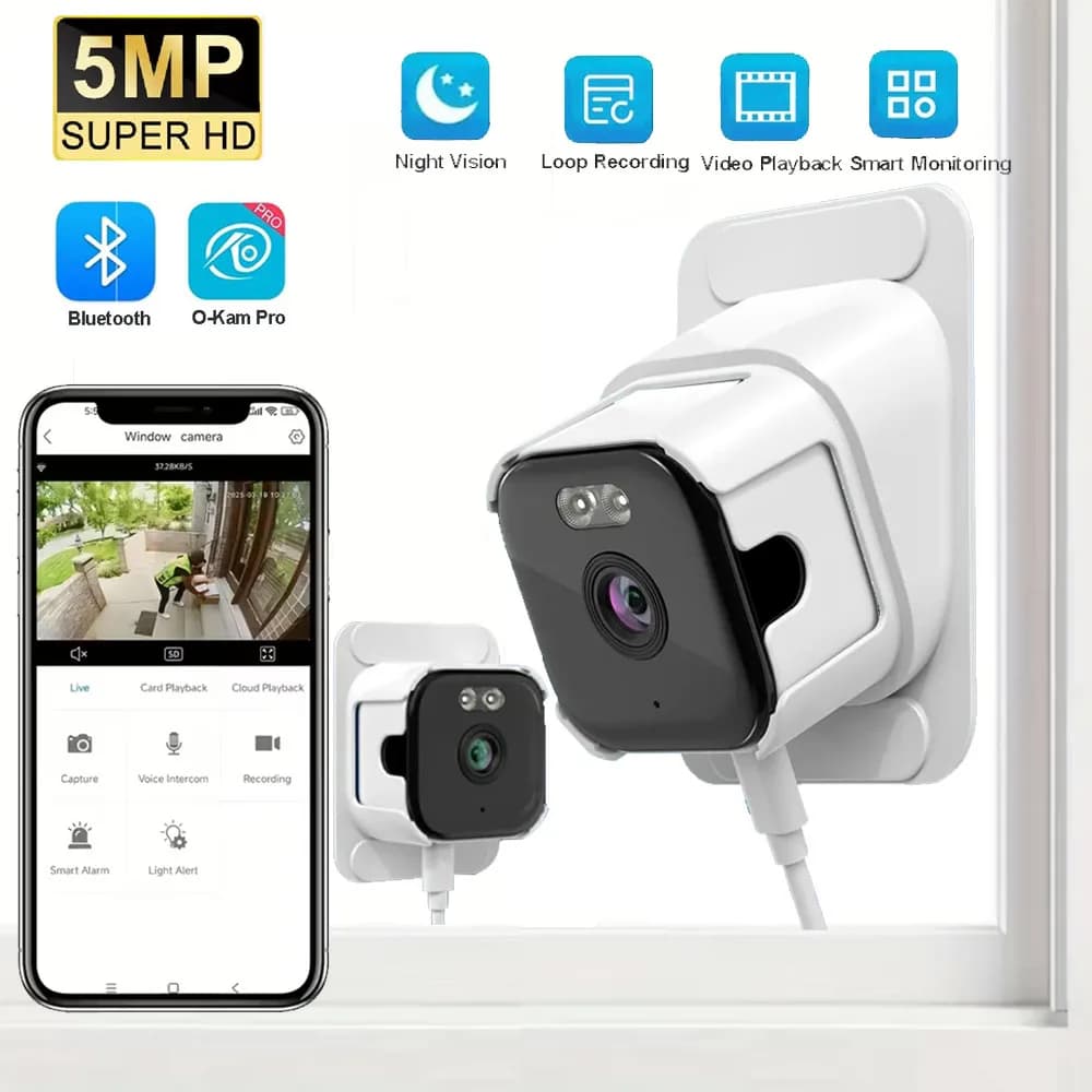 Telecamera da finestra WIFI da 5 MP per interni 2.4/5 GHz Visione notturna a colori Rilevazione di movimento Telecamere per baby monitor di sicurezza domestica