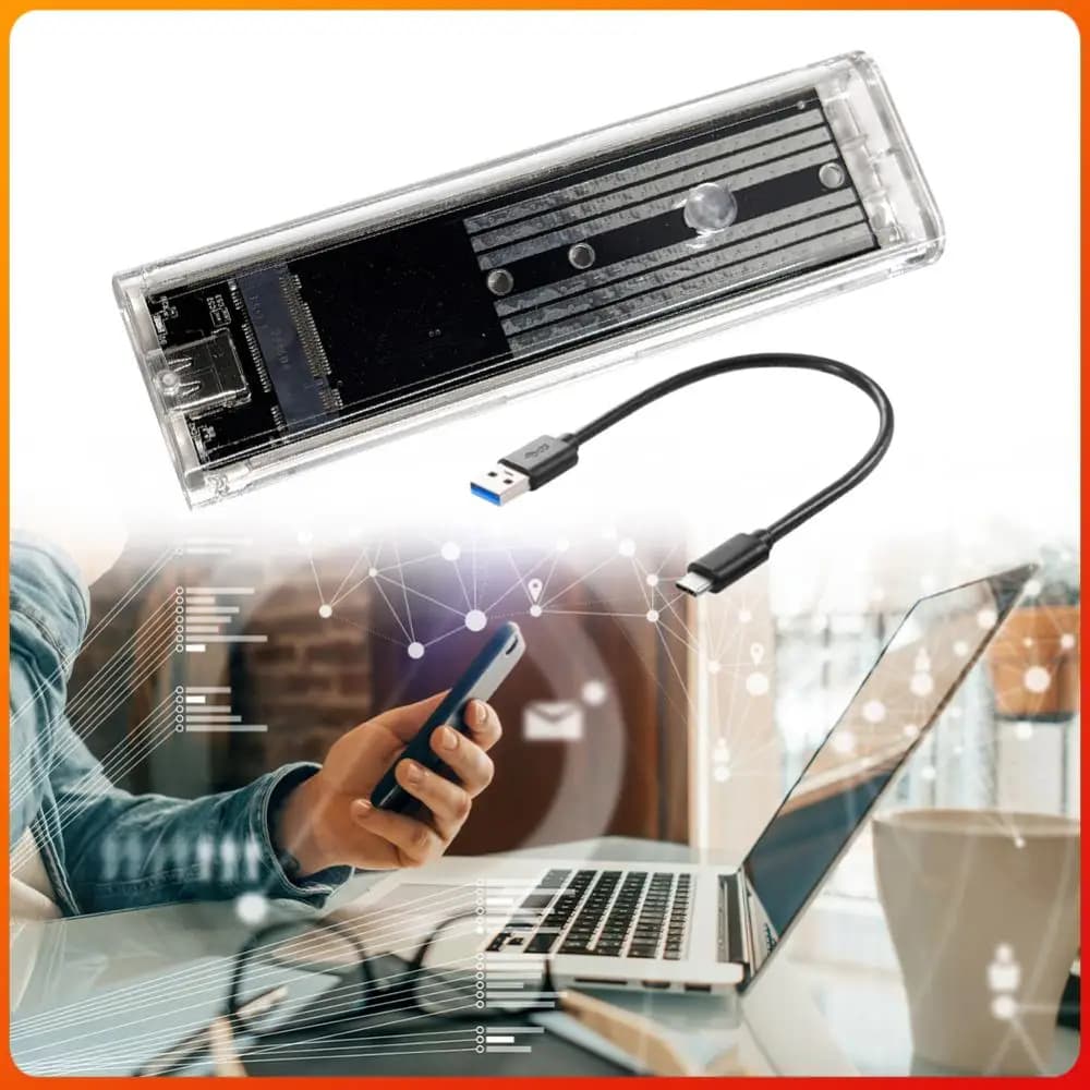 Box per Disco Rigido M.2 NGFF SATA Tipo C USB 3.1 10Gbps, Case SSD Esterno Trasparente, Adattatore SSD Esterno per 2230/2242/2260/2280