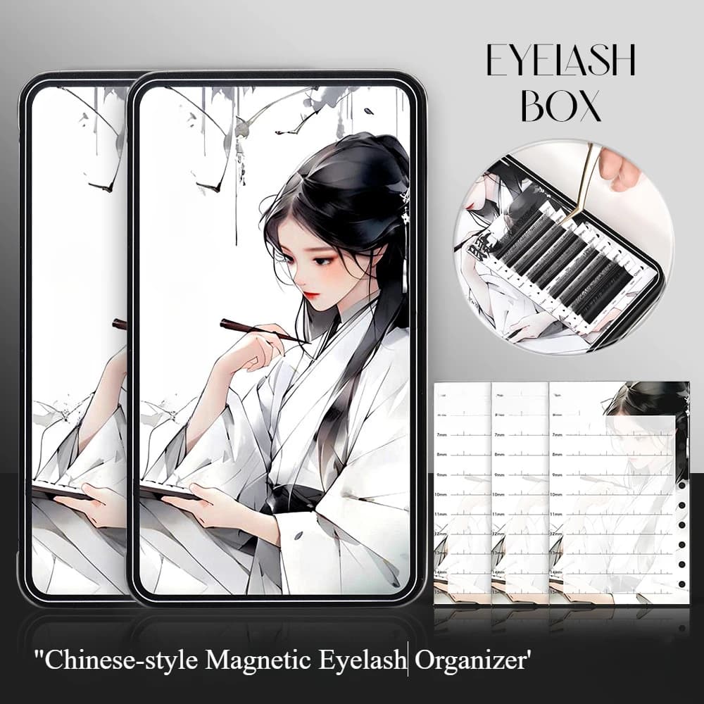 Magnetic eyelash case in Chinese style Magnetic tray extended with raised design for fake eyelashes from 7-15 mm for gift