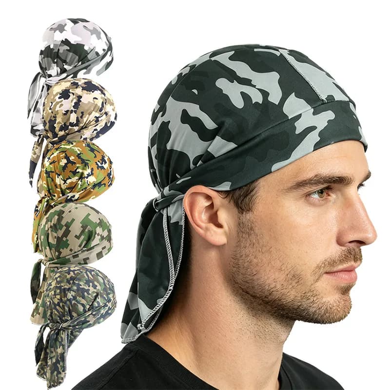 Pirate Bandana Cycling Do Rag Unisex Breathable Quick Dry Durag Cap Fishing Motorcycle Head Scarf Sun Protection Camo Headwrap