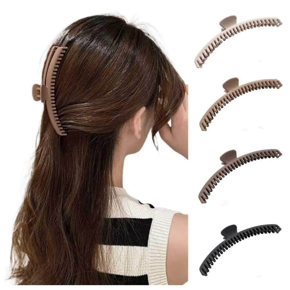 Fashion Large Matte Claw Clip Solid Color Korean Style Thin Shark Clip Ponytail Clip Acrylic Geometric hair claw Girls
