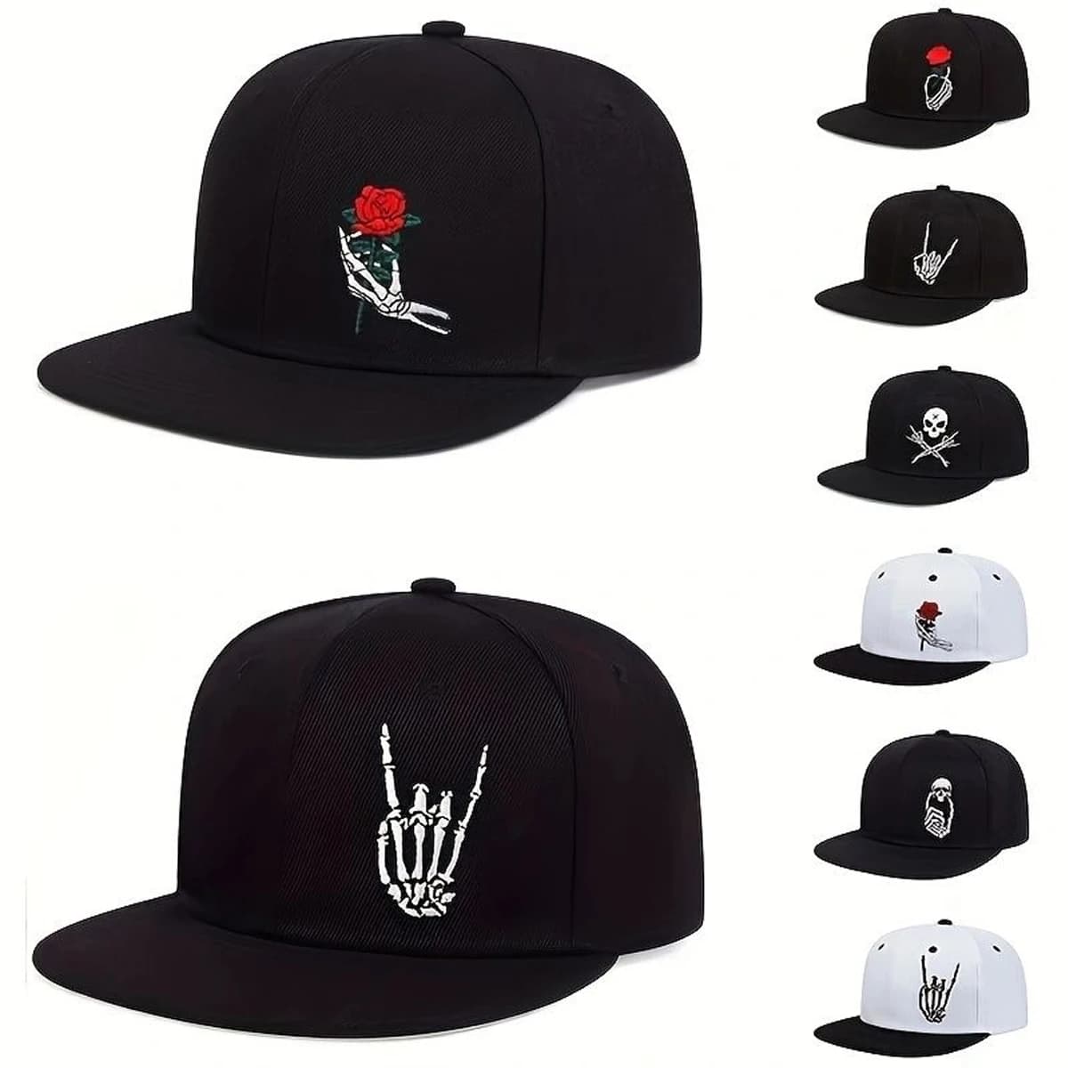 Unisex Skeleton Fingers embroidery Hats Hip-hop Spring Autumn Outdoor Baseball caps Casual adjustable hat with sun protection