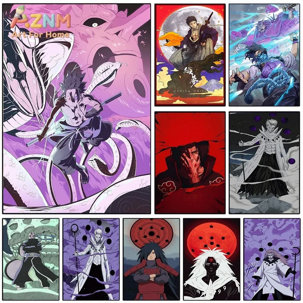 Naruto Anime Uchiha Madara Canvas Wall Art Print Poster Unframed Canvas Painting Home Living Room Bedroom Decor Gift For Anime