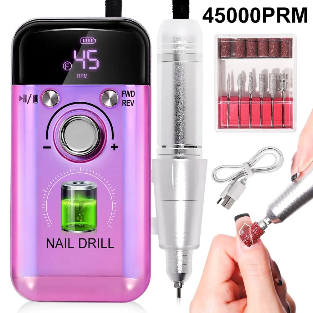 45000 rpm rechargeable electric nail drill professional nail polish nail polish tool for portable nail file manicure