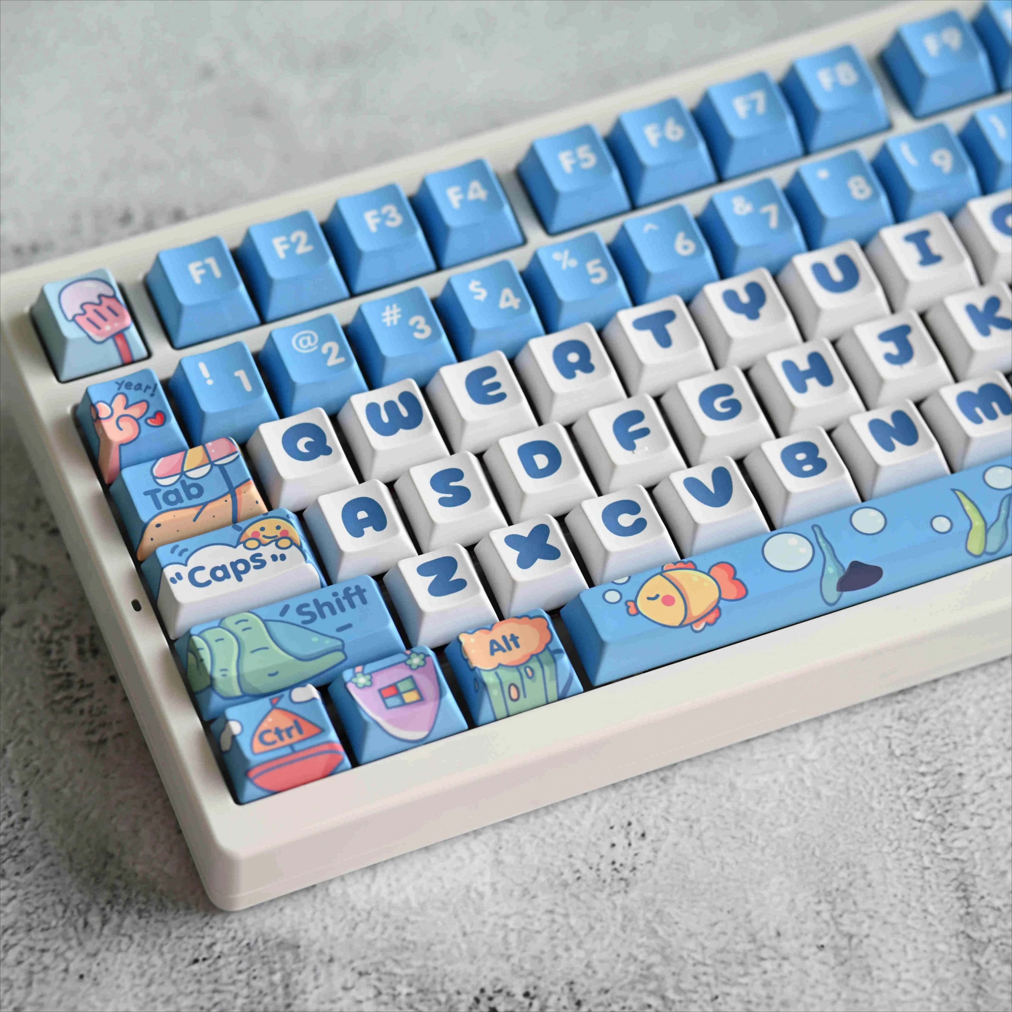 Copritasti originali - Tema Summer Ocean - Nuovi copritasti per tastiera meccanica a sublimazione a cinque lati PBT originali a 143 tasti