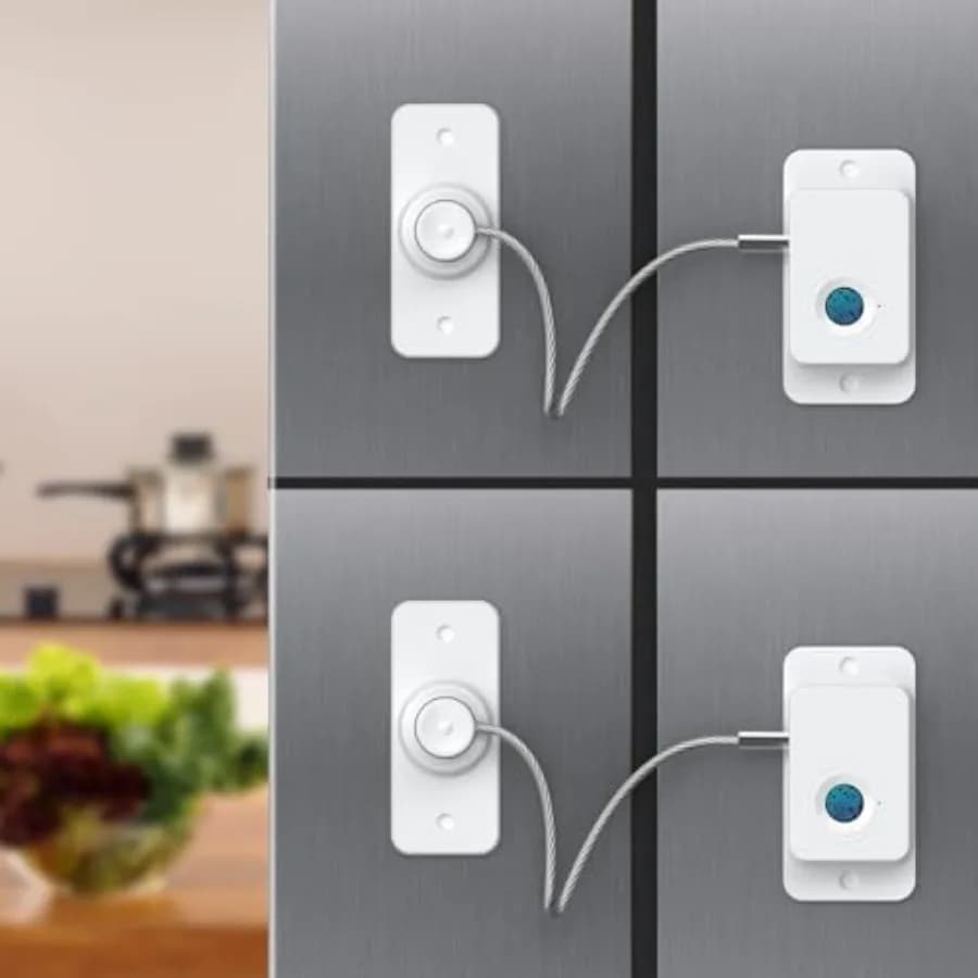 Serratura per Frigorifero con Impronta Digitale - Sicurezza a Prova di Bambino e Animale Domestico per Cassetti, Armadietti, Forni, WC, Biometrica Intelligente e Chiave USB, Facile Installazione