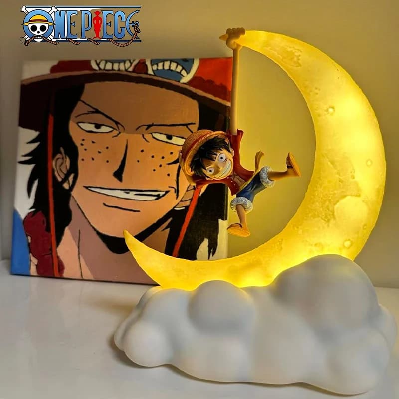 Anime One Piece Luffy Night Light Peripheral Desktop Decoration Magnetic Control Moon Lamp Children Funny Holiday Birthday Gift