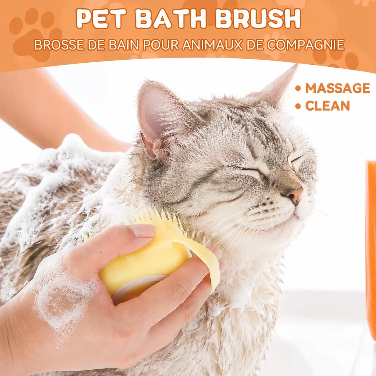 Pet Bath Brush for Cats Dogs Silicone Shampoo Brush Soft Massage Grooming Tool Deep Cleaning Pet Shower Scrubber