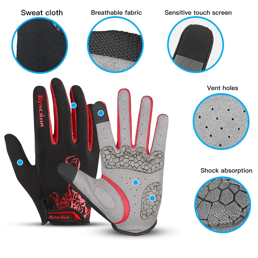 Outdoor Cycling Gloves Full Finger Shockproof Microfiber Wear Resistant Breathable Anti-sweat Touchscreen Motorbike Gloves Men