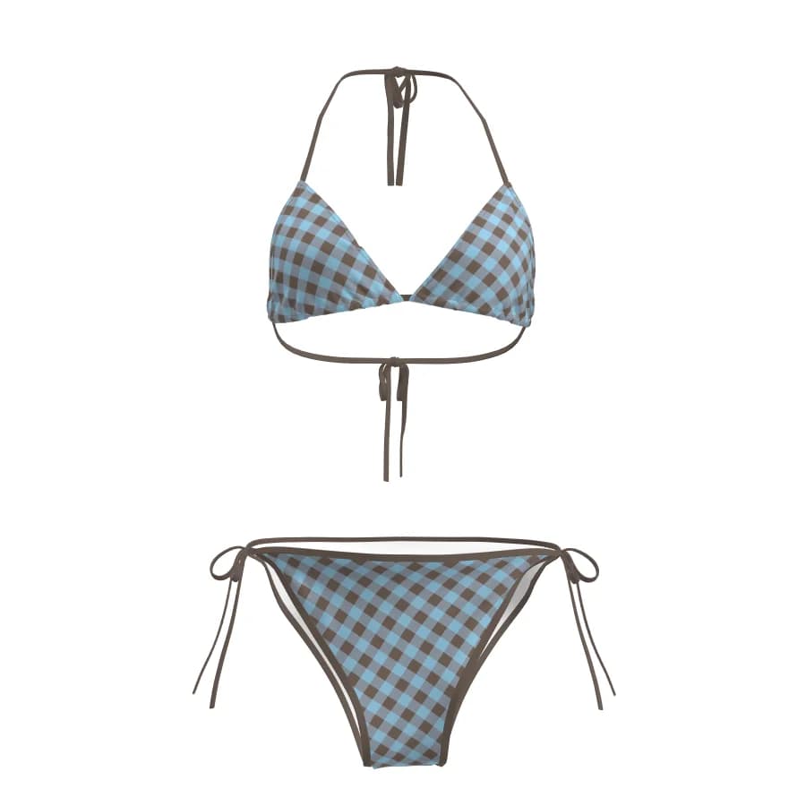 Millennium Lady Bikini Set Beach Vacation Blue Plaid Tie-Dye Two-Piece Swimsuit Women's Innerwear Y2K Sport Fitness Fans Goods