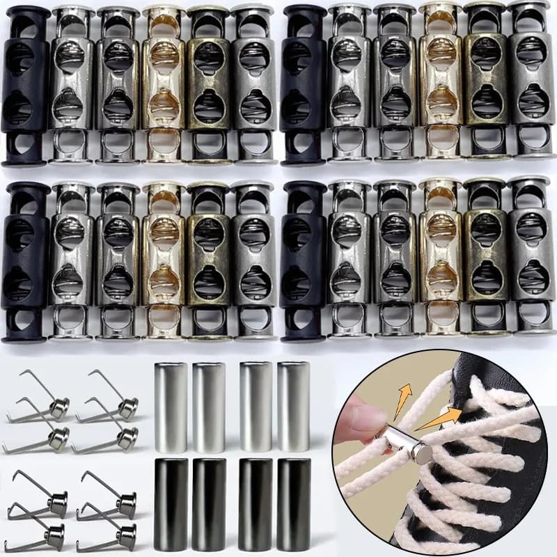 10 Pz/set Fatti A Mano Doppio Foro Testa Lacci delle Scarpe Fibbie In Metallo Vintage FAI DA TE Strumento di Cucito Coulisse Tappo Toggle Cavo di Blocco Chiusura