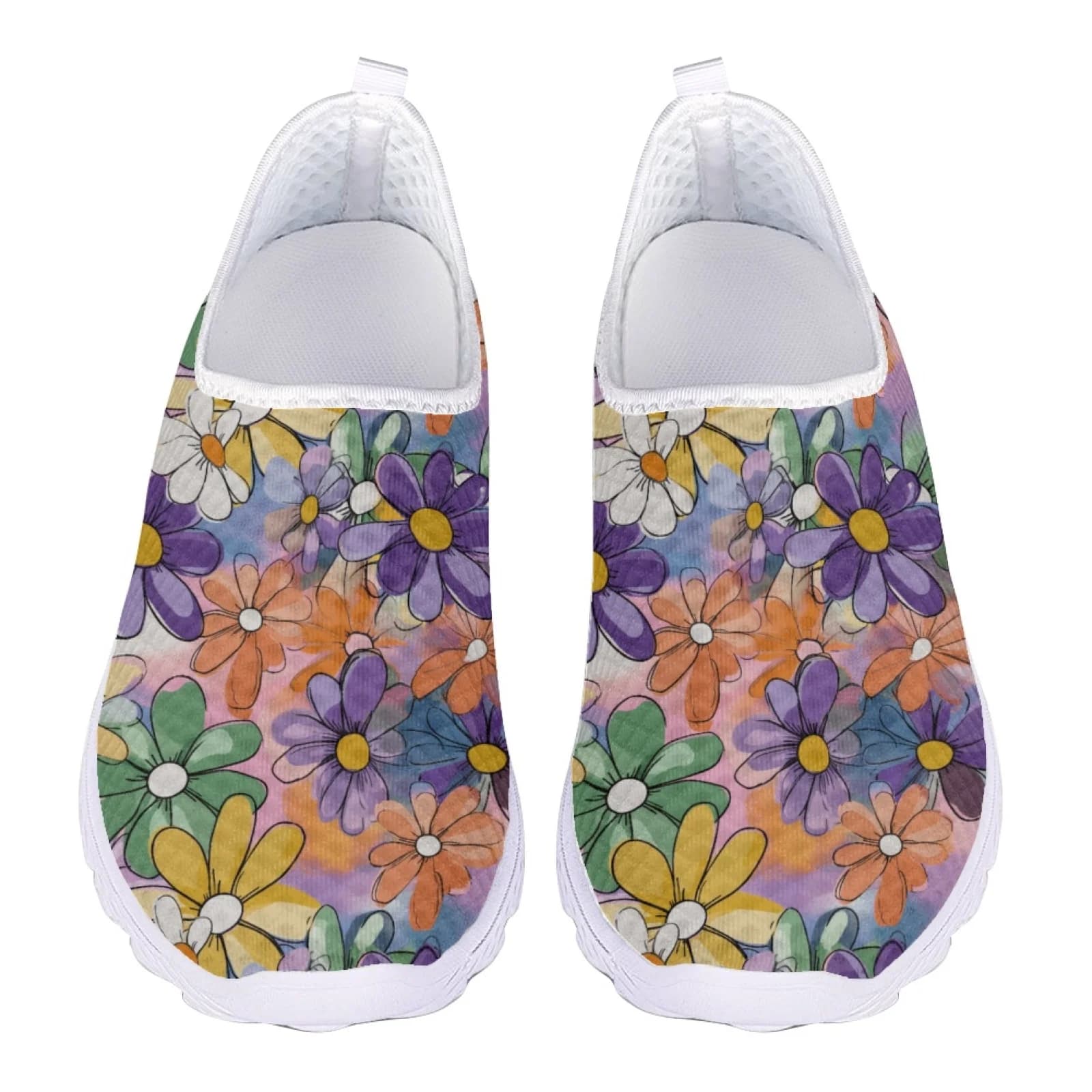 Mocassini da donna con stampa 3D a margherita Mocassini da donna Slip On Flats Sneakers da donna leggere Scarpe casual in rete Scarpe da spiaggia estive