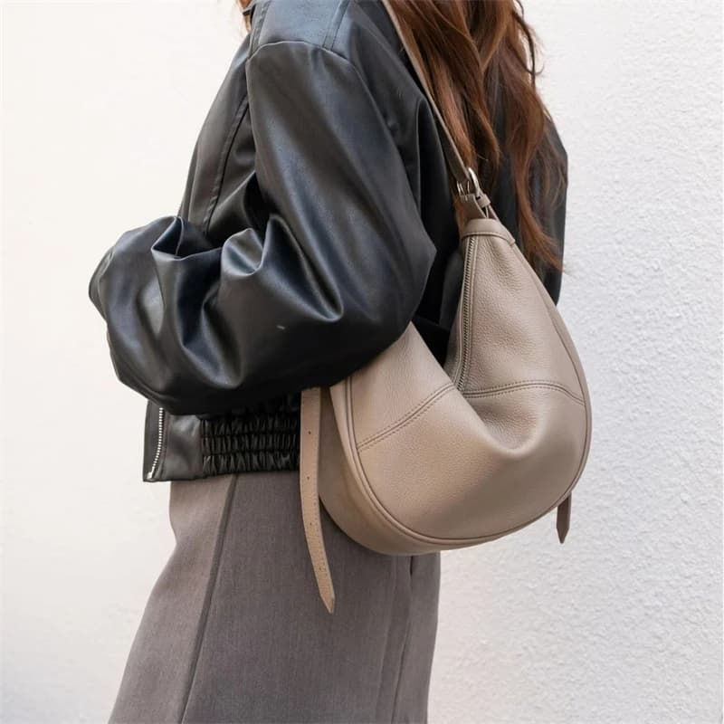 BURMINSA Borse Hobo di Lusso in Vera Pelle Morbida da Donna 2026, Borse a Tracolla a Mezzaluna in Pelle Bovina da Lavoro, Borsette da Donna