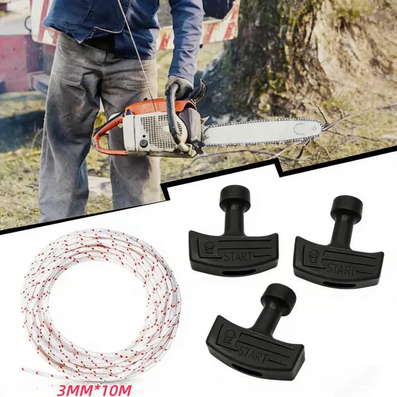 Corda di Avviamento LUSQI 3MM*10M con 1/2/3 Maniglie di Avviamento per Tosaerba, Motosega, Decespugliatore, Rifinitore, Parte Motore