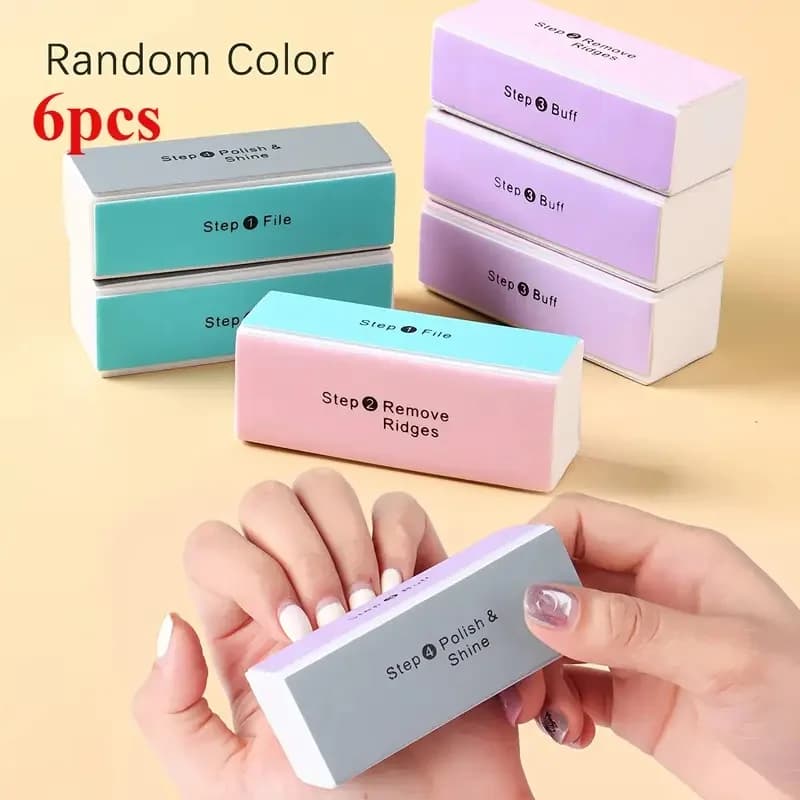 Nuovo set da 6 pezzi di lima per unghie, blocco di levigatura, strumento di levigatura, strumento di lucidatura per pedicure, dispositivo per lucidare le unghie, spugna per nail art