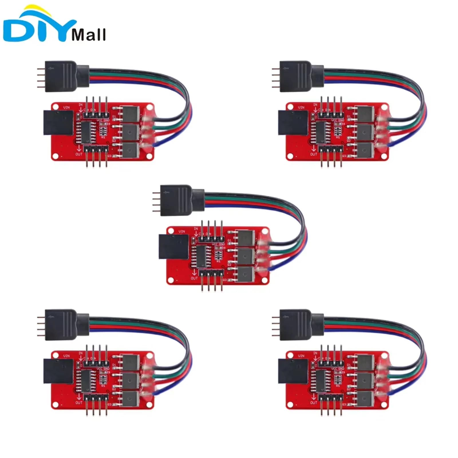 Modulo driver per strisce LED RGB da 5 pezzi con jack CC per Arduino 5V MCU, soluzioni di illuminazione a colori completi P9813 a cascata