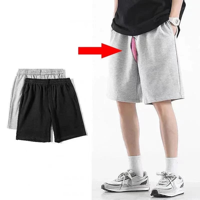 Pantaloncini con apertura sul cavallo con cerniera invisibile da uomo estivo 2025 Pantaloncini casual da uomo per sport all'aria aperta taglie forti