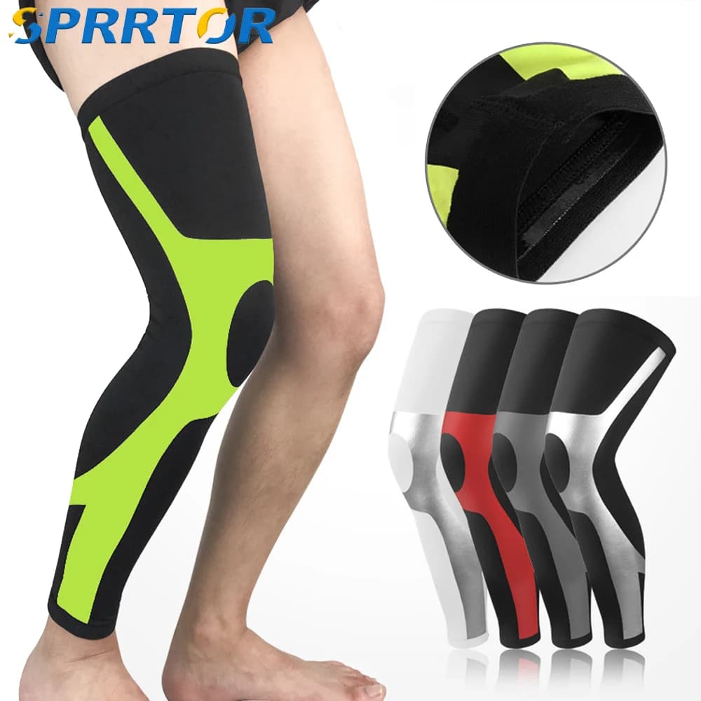 1 pezzo di compressione sportiva per gambe a figura intera, ginocchiera da basket, protezione per polpacci e tibia, supporto per stecca per uomo donna