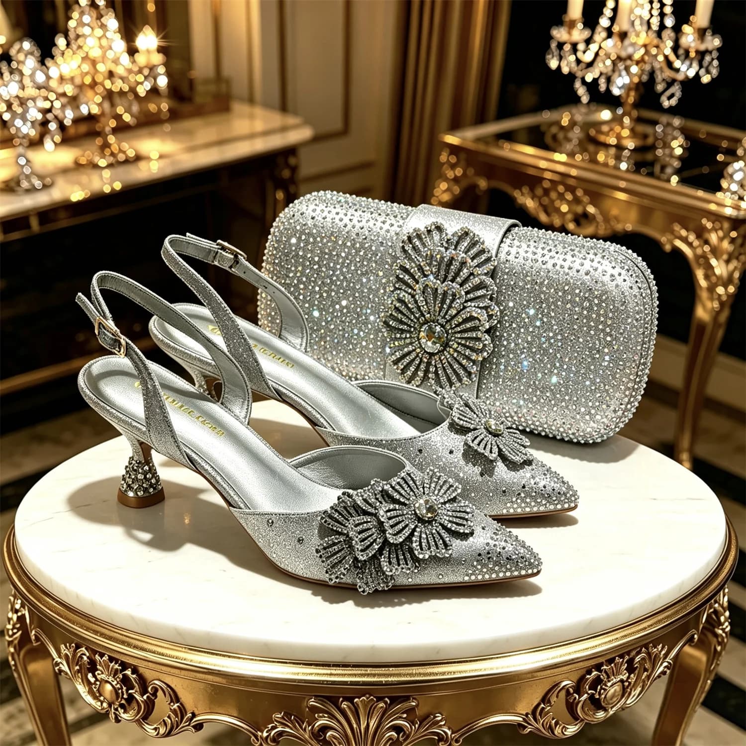Latest Design Shoe and Bag Set for Nigeria Party Italy Women Nigerian Italian Shoes and Bags Set Decorated with Rhinestone