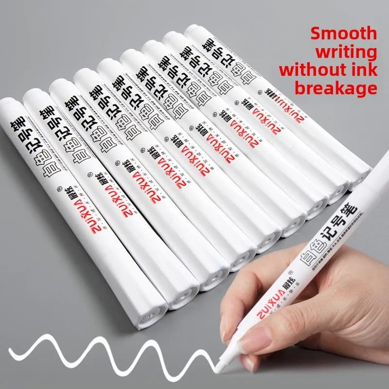 5-10 Pezzi Pennarelli Bianchi 2.0mm, Penne Gel Bianche Impermeabili Oleose, Pennarelli per Graffiti e Schizzi, Articoli di Cancelleria per Scuola e Scrittura