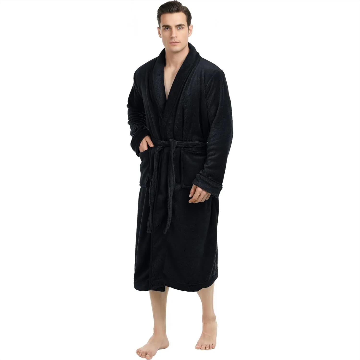 Men's Plush Fleece Bathrobe for Spa and Lounging