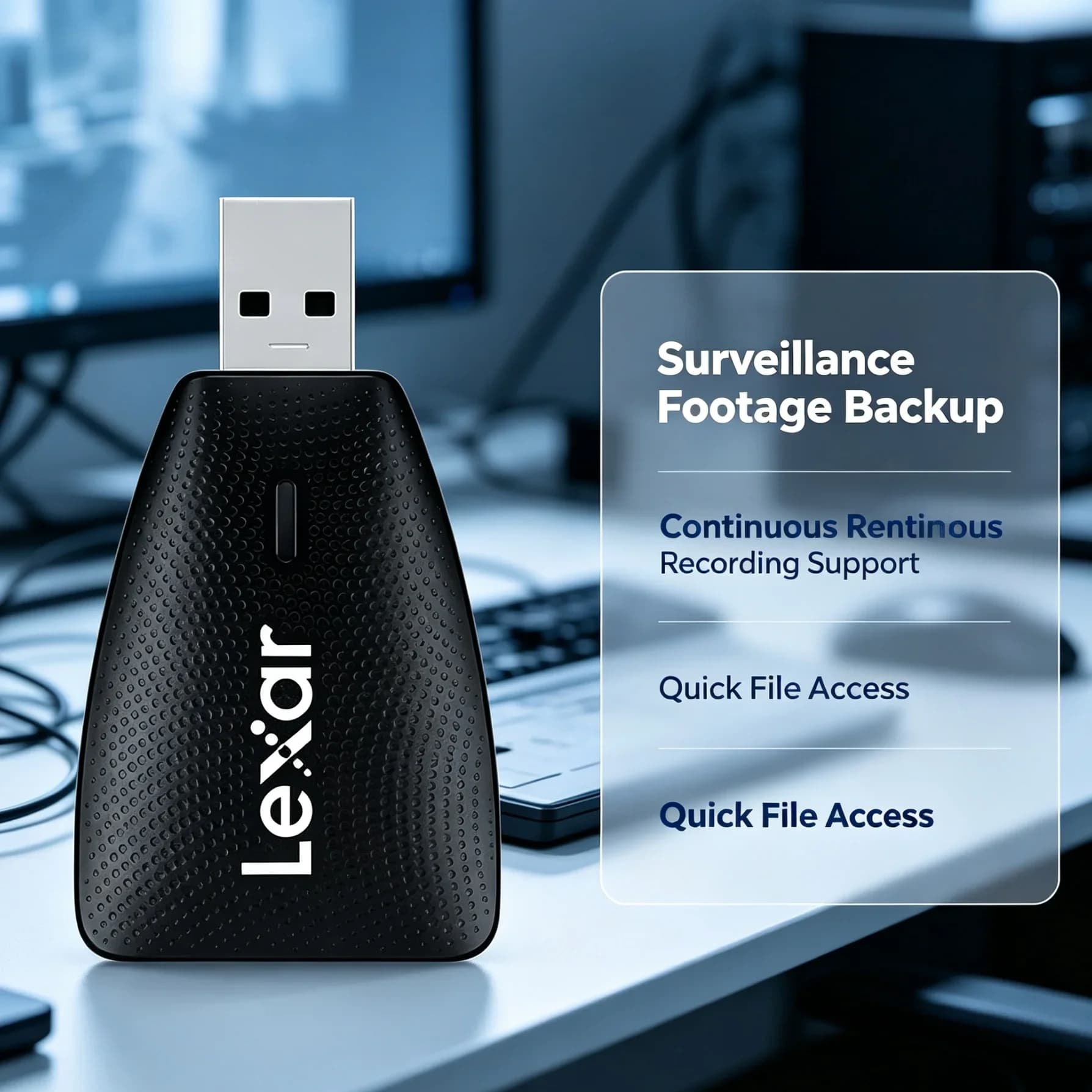 Security Camera Memory Card Reader Lexar USB 3.1 SD TF Dual Slot Adapter Fast Video Export for Home Monitoring System Computer