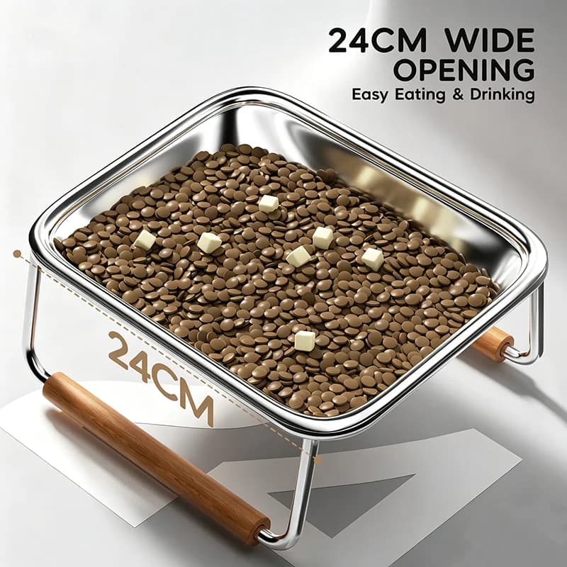 Stainless Steel Double Pet Bowl Anti‑Tipping Cat Dog Feeder Dish Food Water Feeding Bowl for Small Medium Pets