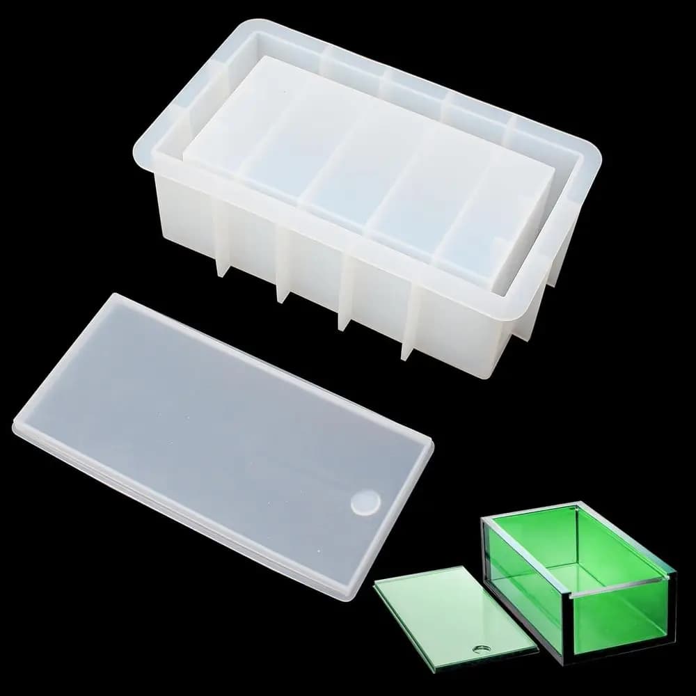 Stampo per scatola di domino con coperchio, set di contenitori per stampi rettangolari in silicone di grandi dimensioni per custodia per tovaglioli di fazzoletti di scacchi di domino in resina