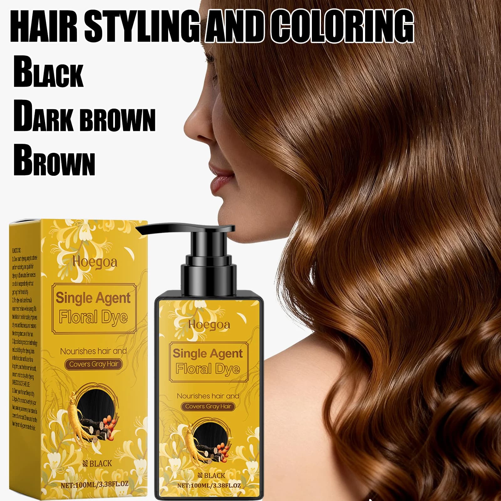 Tintura per capelli nutriente 15 minuti Colorazione veloce Crema colorante per capelli a base vegetale Nero Marrone scuro Senza ammoniaca Senza danni 100 ml