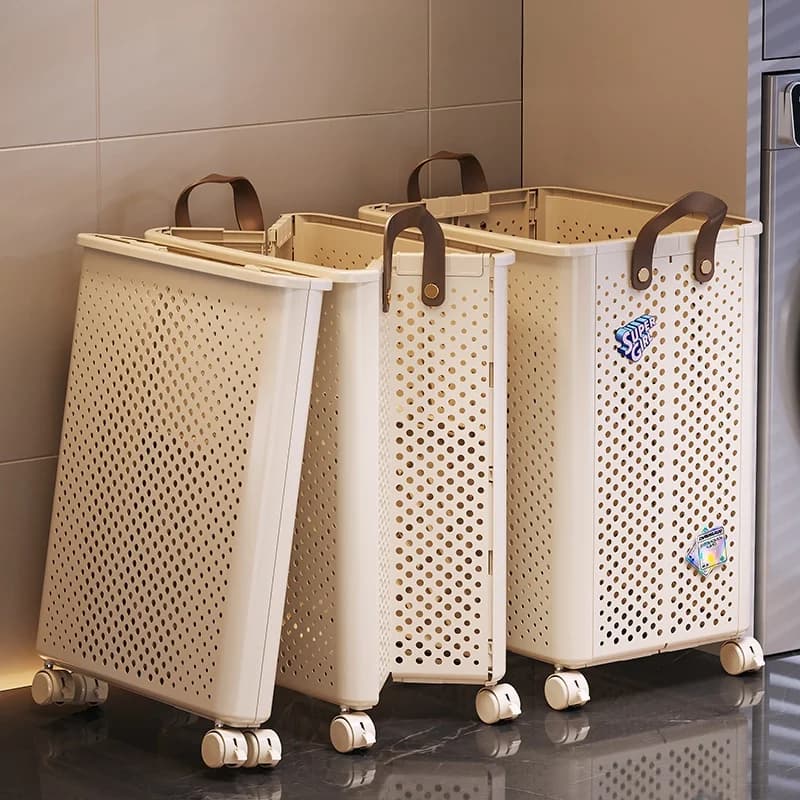 Cesto Pieghevole per Biancheria Sporca, Contenitore per Vestiti da Bagno, Cestino per Rifiuti Domestici, Organizzatore in Plastica per Camera da Letto ICALO ZC