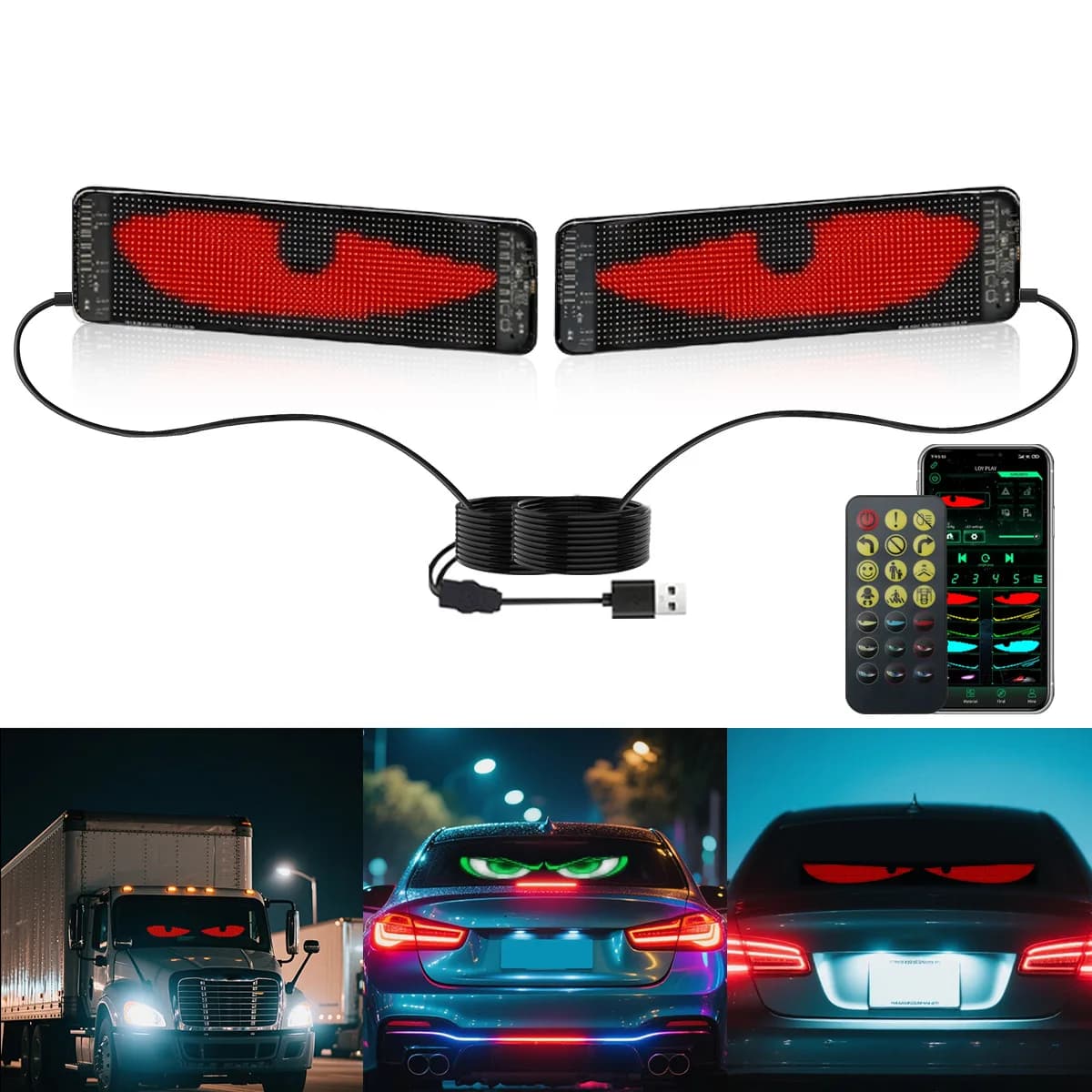 LED Car Soft Screen, Flexible Advertising Screen Mounted to Car, USB APP, Bluetooth Showcase, Devil's Eye Dynamic Screen
