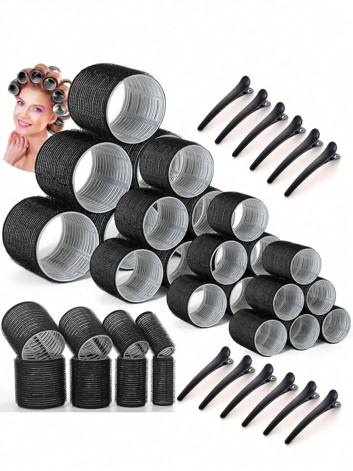 Set of 16-piece self-adhesive curlers for different lengths of hair, heat-free curlers with clip as a tool for styling your hair