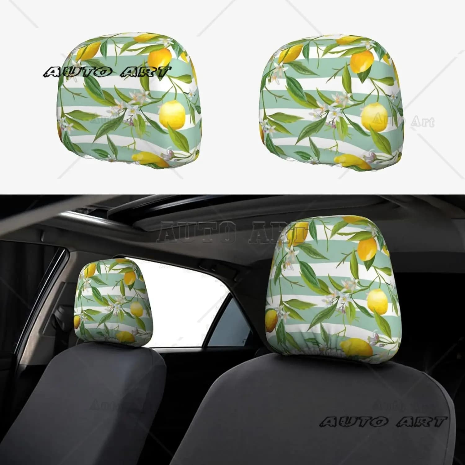 Copri poggiatesta per auto color limone 2 pezzi Copri poggiatesta per seggiolino auto morbido Protezione per poggiatesta universale Coperture anti-sporco lavabili