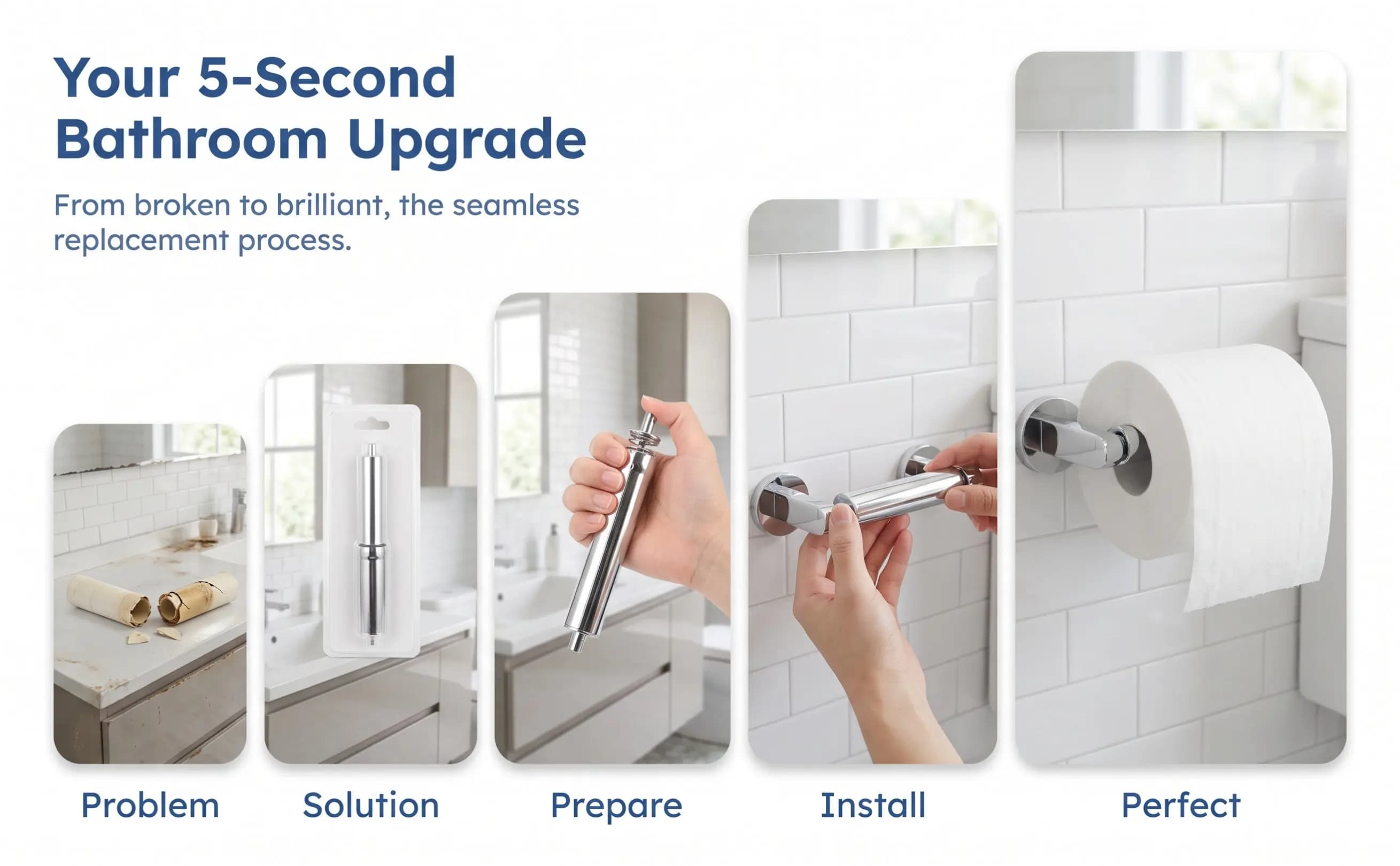 Toilet Paper Roller Rod Plastic Retractable Design Replacement Toilet Paper Holder Roller Rod Retractable Reel