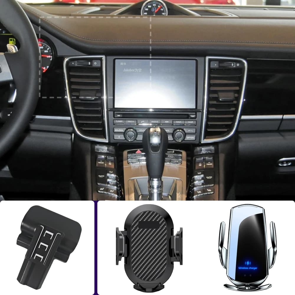 Supporto per telefono per auto per Porsche Panamera 2010 2011-2016 Supporti per telefono cellulare Ricarica wireless per auto Accessori speciali per base fissa