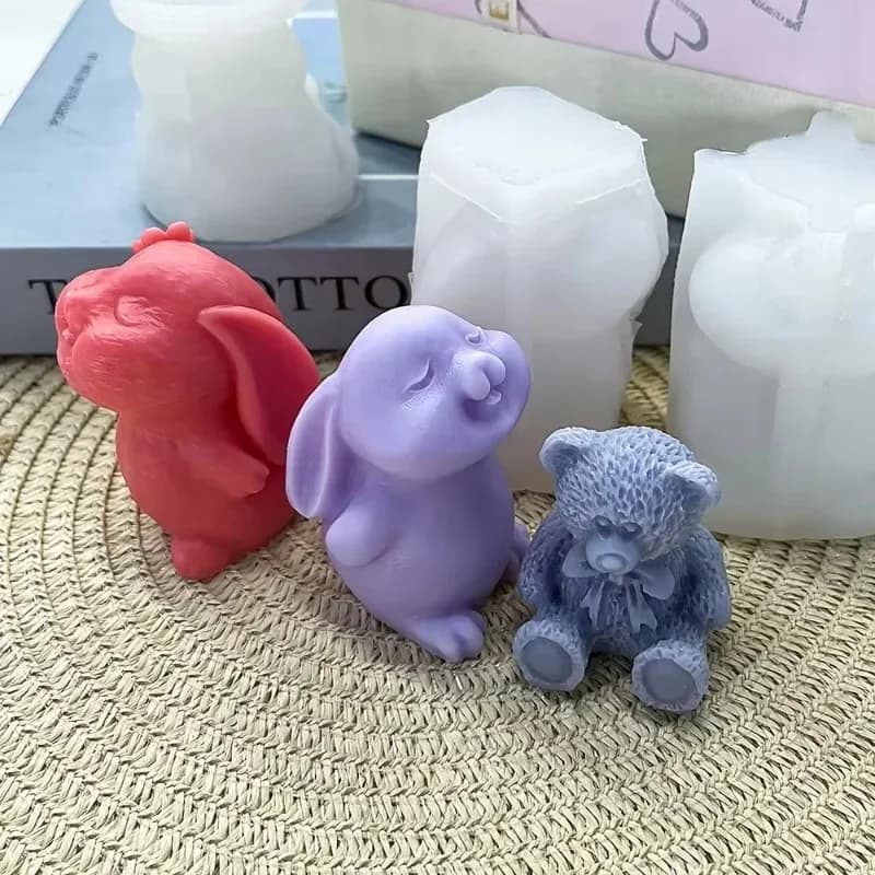 Nuovo Stampo in Silicone 2026 per Candele Aromaterapiche a Forma di Coniglio con Fiori, Stampo Fai-da-te per Candele Profumate a Forma di Coniglio, Diffusore in Gesso, Stampo per Decorazioni Domestiche