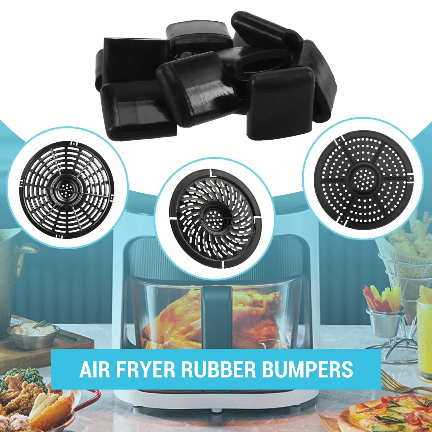 Gen Basic Air Fryer Rubber Bumpers,Rubber Feet,Silicone Pieces,Rubber Tips,Anti-Scratch Protective Cover For Air Fryer Tray