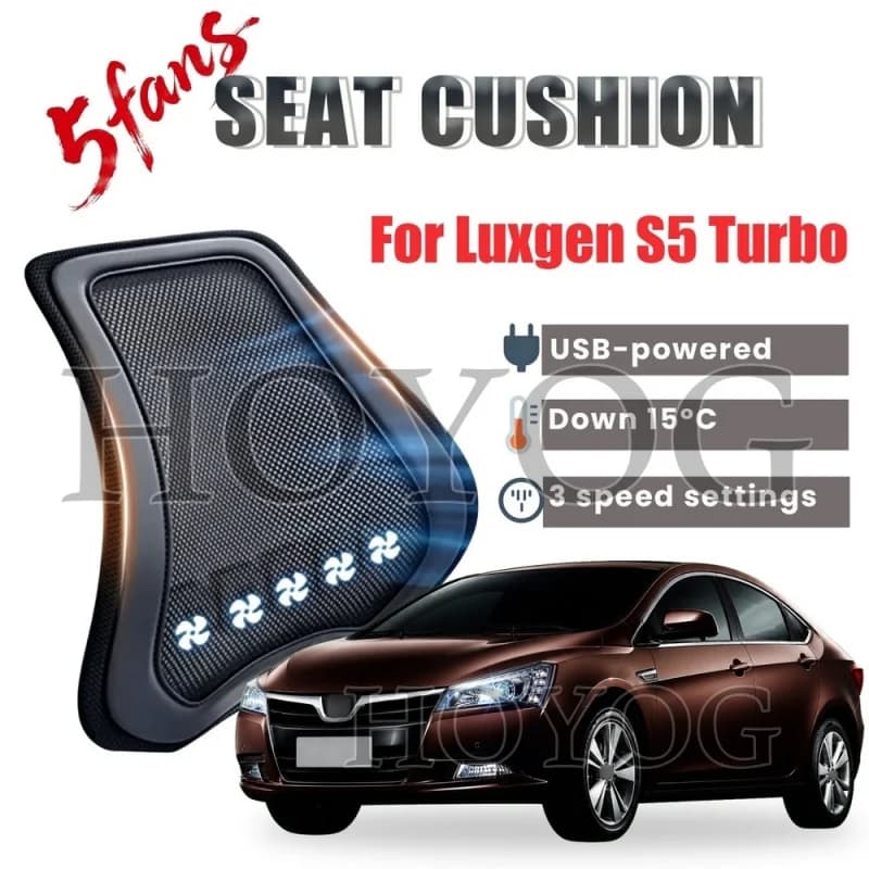 For Luxgen S5 Turbo Car Seat Cooling Lumbar Support Cushion Back Support Pillow USB Fan Ventilated Mesh 3 Speed Backrest Pad