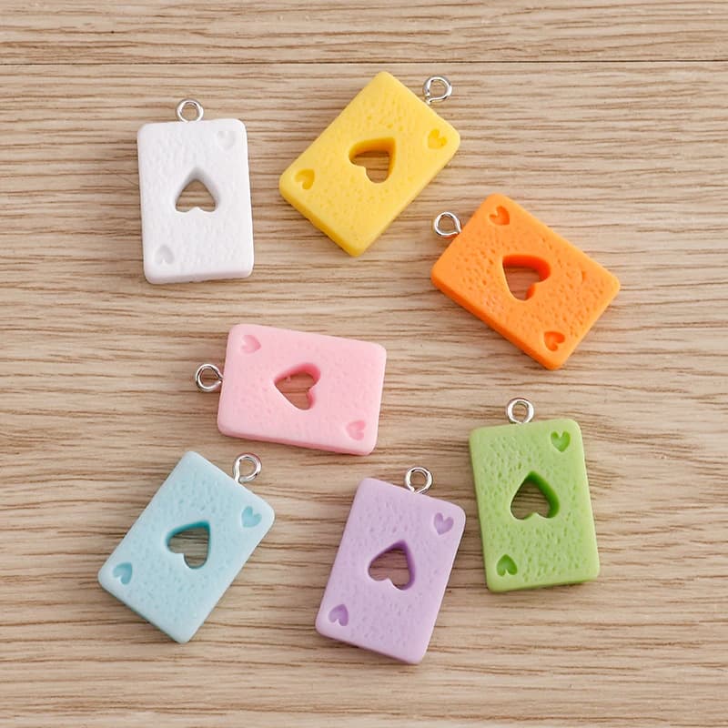 Tusember 10 Pezzi Ciondoli Misti in Resina a Forma di Asso di Poker per Orecchini, Bracciali e Accessori Fai-da-Te per Creazione di Gioielli