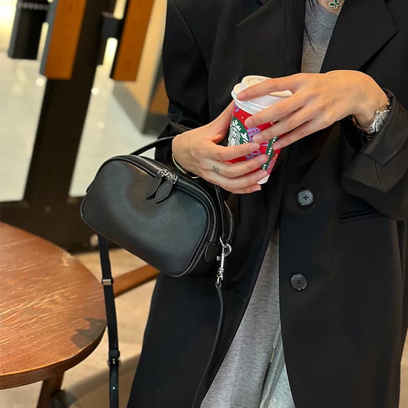 Minimally Sophisticated and Versatile Leather Mini Pure Color Travel Commuting Single Shoulder Crossbody Handbag for Women