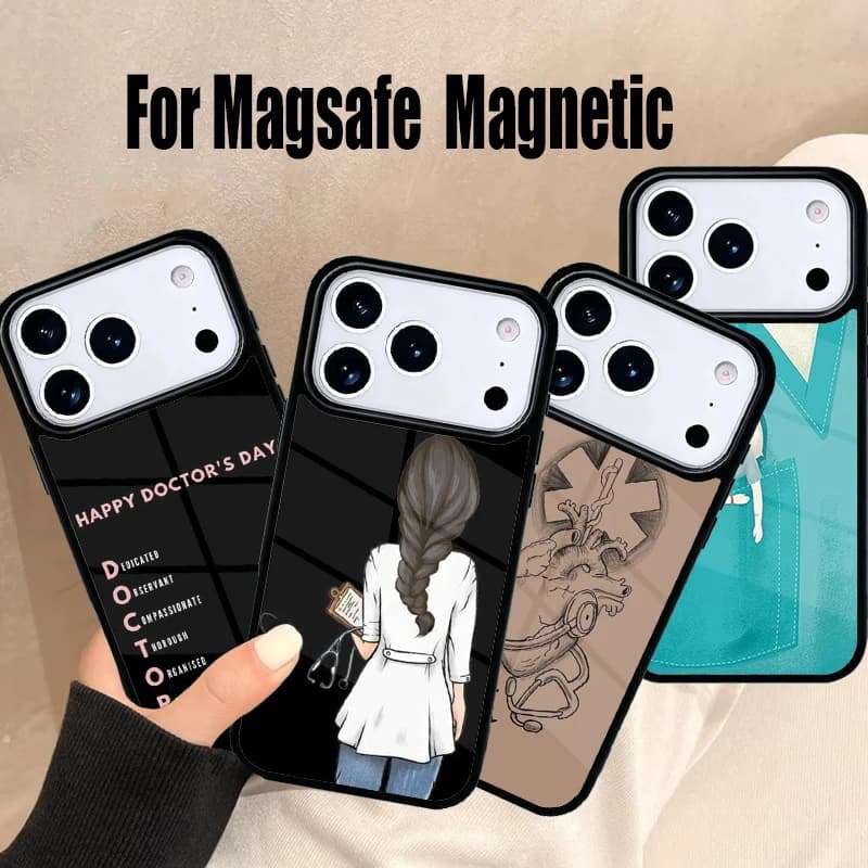Custodia Magnetica Wireless Magsafe per iPhone 17 Air 16e 15 14 13 12 11 Pro Max Plus con Design Medico