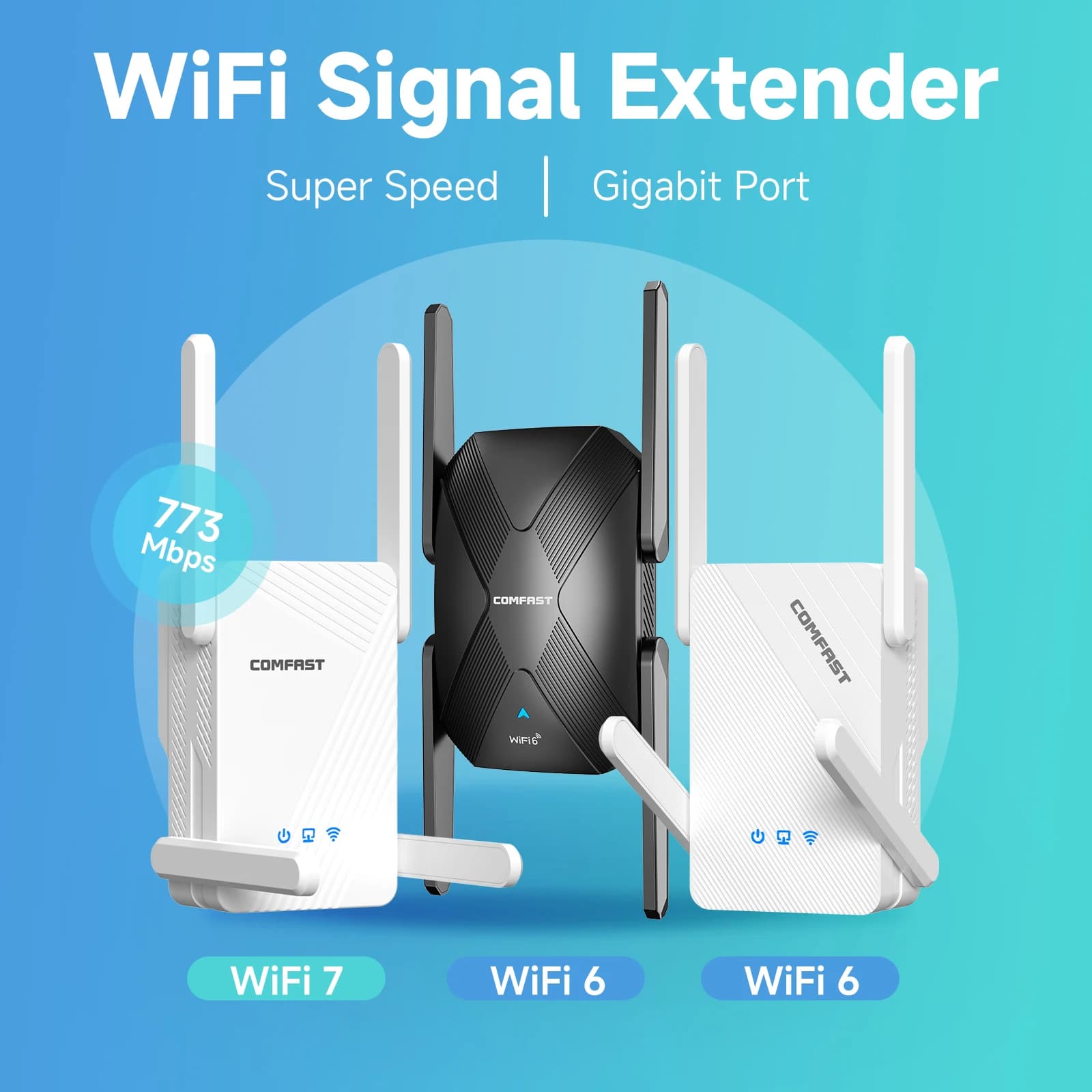 Comfast WiFi Extender Amplificatore Ripetitore WiFi AX3000 WiFi6/7 Router WiFi Ripetitore di segnale Dual Band 2.4G/5GHz Rete a lungo raggio