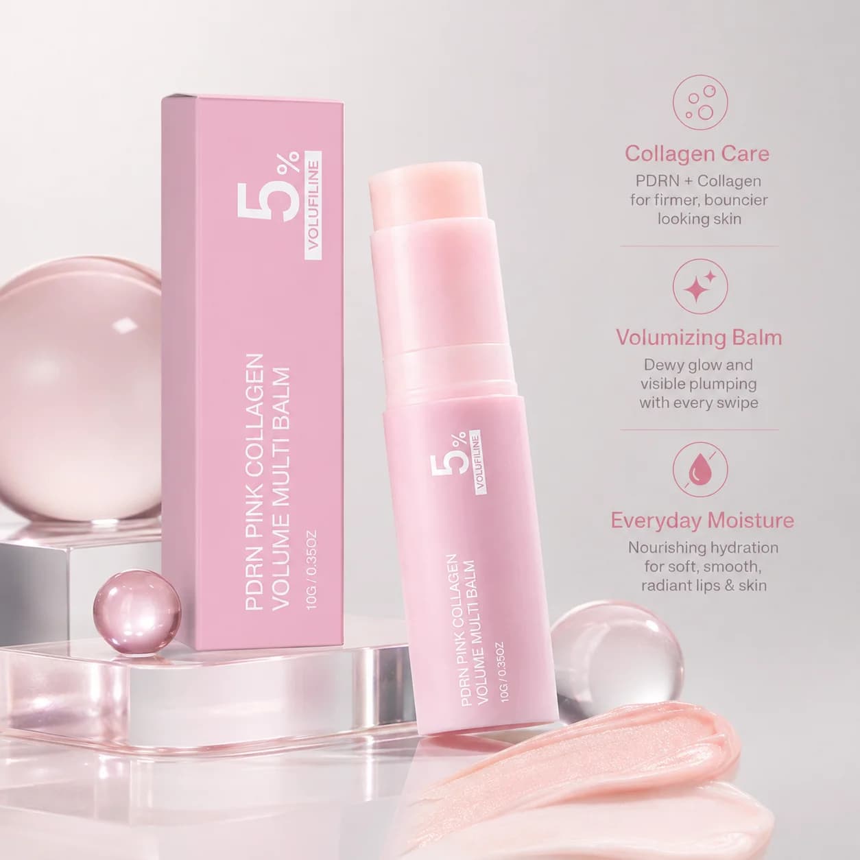 Multi Use Collagen Balm Stick 5% Volufiline PDRN Hydrating Nourishing Plumping Moisturizer For Daily Face Lip Skin Care