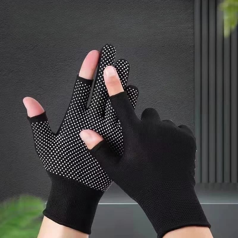 Guanti da lavoro in nylon antiscivolo, guanti in lattice a mezze dita, caldi, morbidi, traspiranti e protettivi dai raggi solari