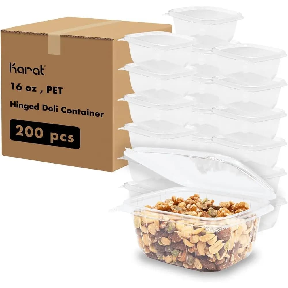 Contenitori in Plastica Trasparente con Coperchio - Ideali per Insalate, Frutta, Condimenti e Preparazione Pasti (16oz)