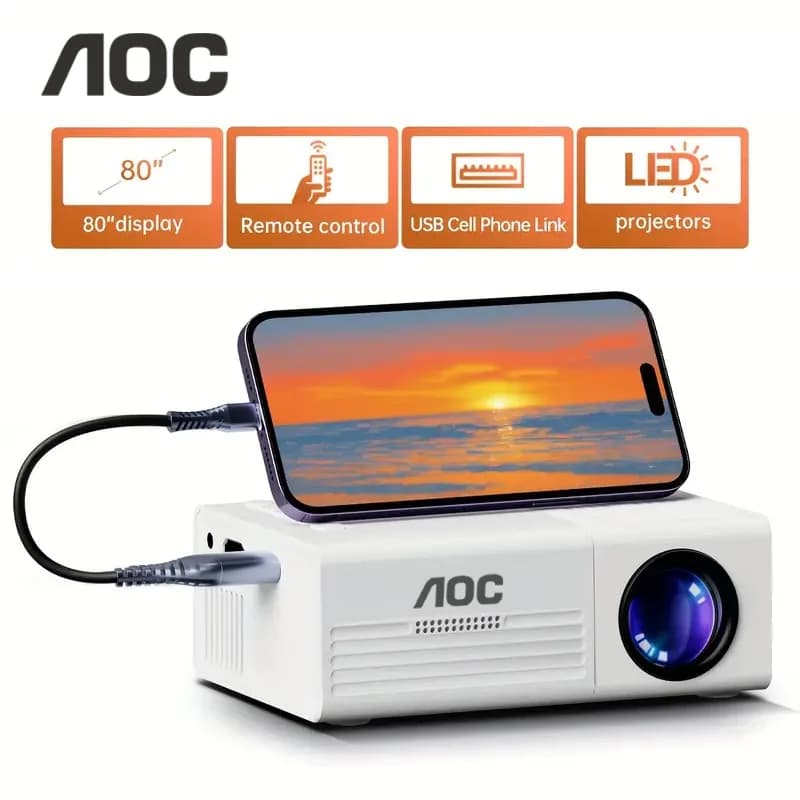 Mini Proiettore Portatile con Supporto HDMI, USB, SD, 800 Lumen HD per Home Theater e Uso Esterno