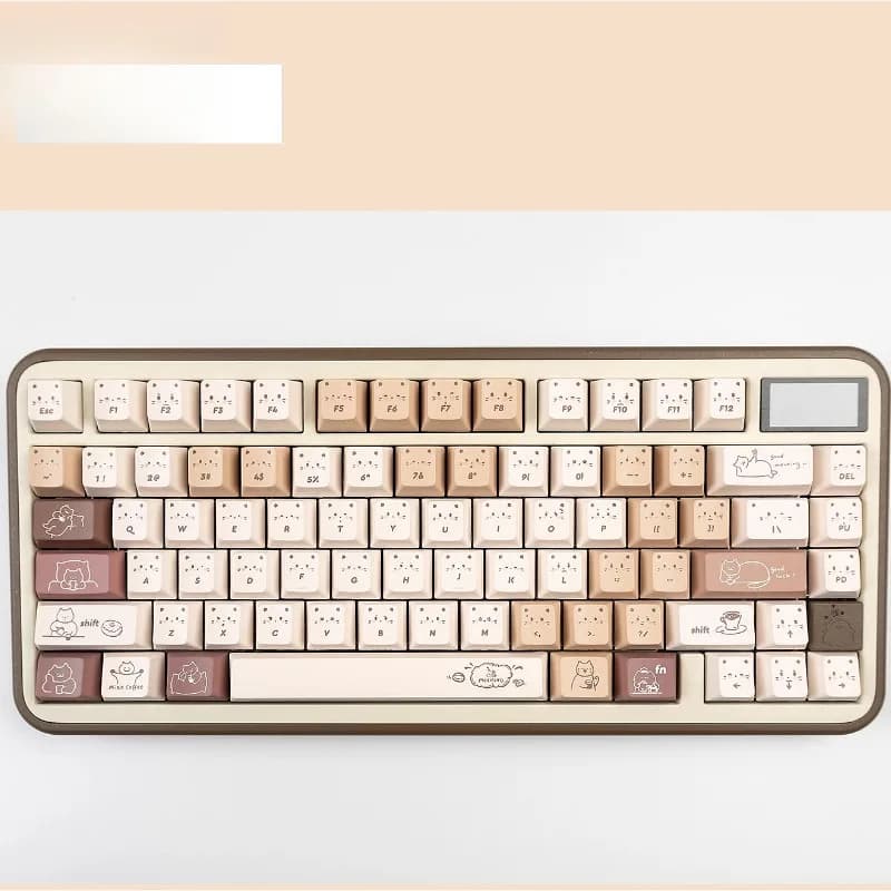 Set di copritasti a tema trasparente Coffee Cat Set di cappucci per tastiera con profilo Cherry PBT personalizzati per accessori per tastiera meccanica MX