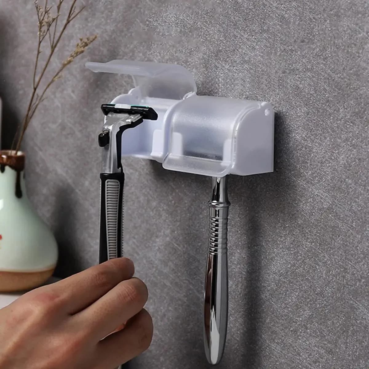 1PC-Uomo Rasoio Spazzola di Rasoio Lama Titolare di Stoccaggio Bagno Parete Ventosa Ventosa Gancio Del Basamento Appendiabiti Scaffale Polvere